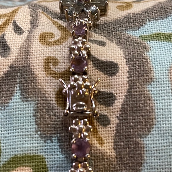 Multi-color gemstone sterling silver bracelet 7” - Picture 5 of 5